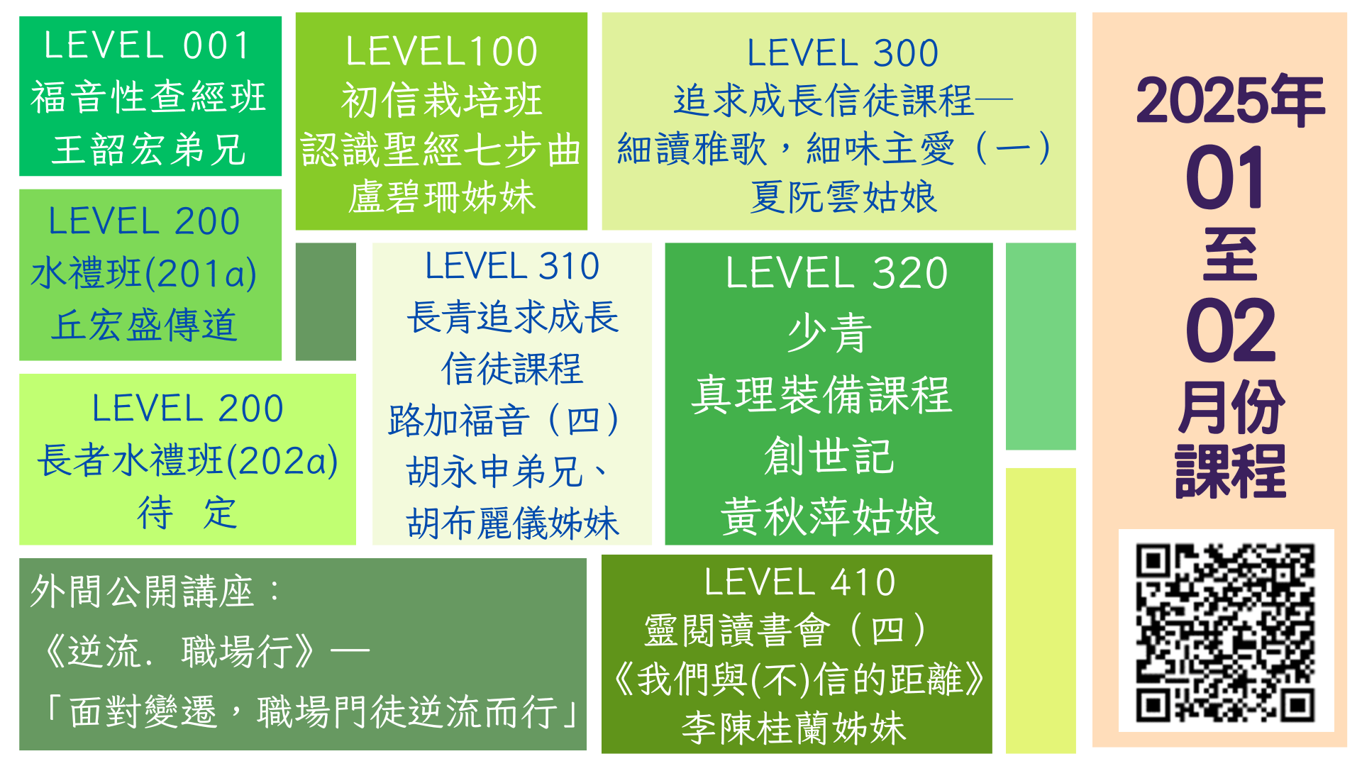 2025 年 1 至 2 月份真理裝備課程